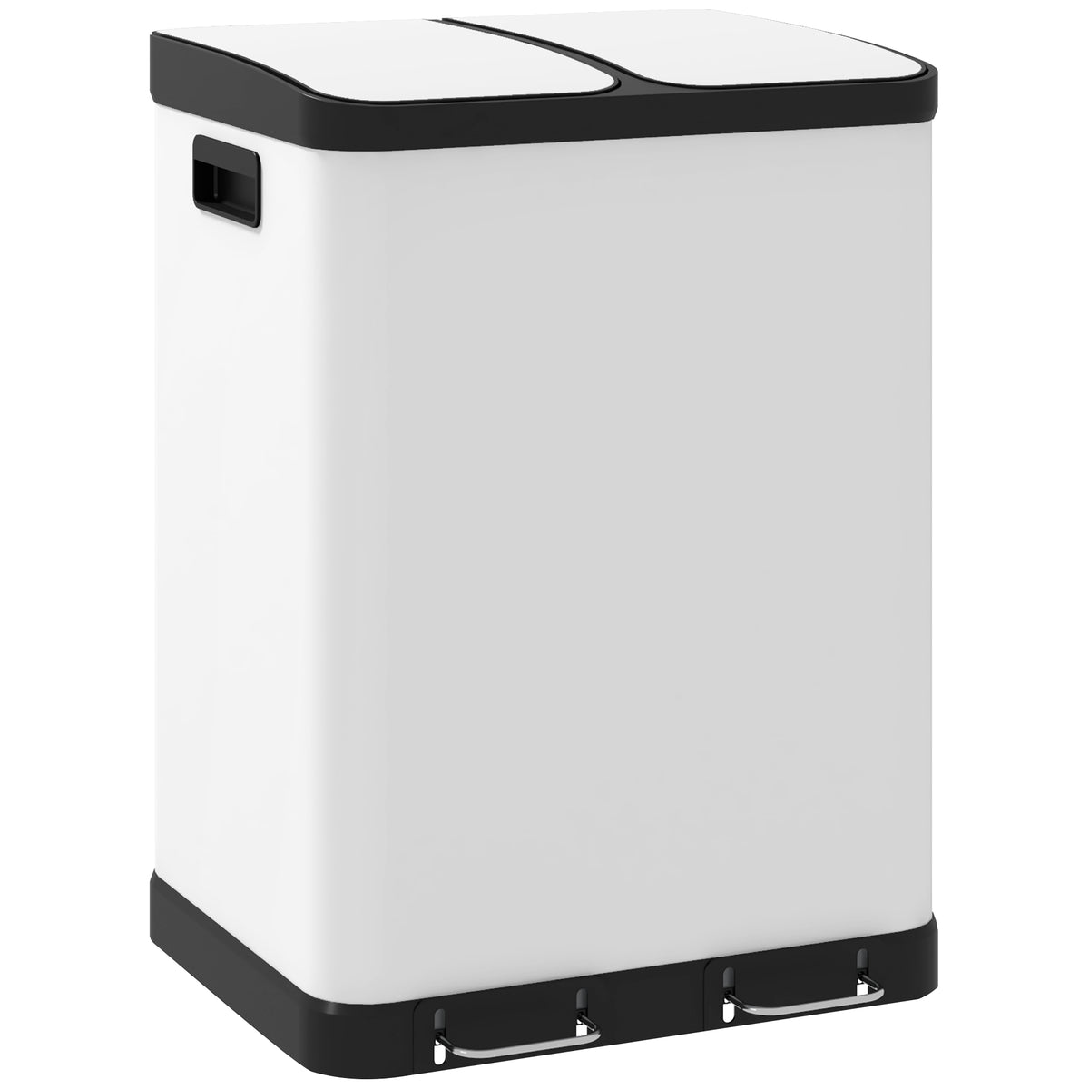Dual Compartment Trash Can, 2 x 30L, Pedal, Grey