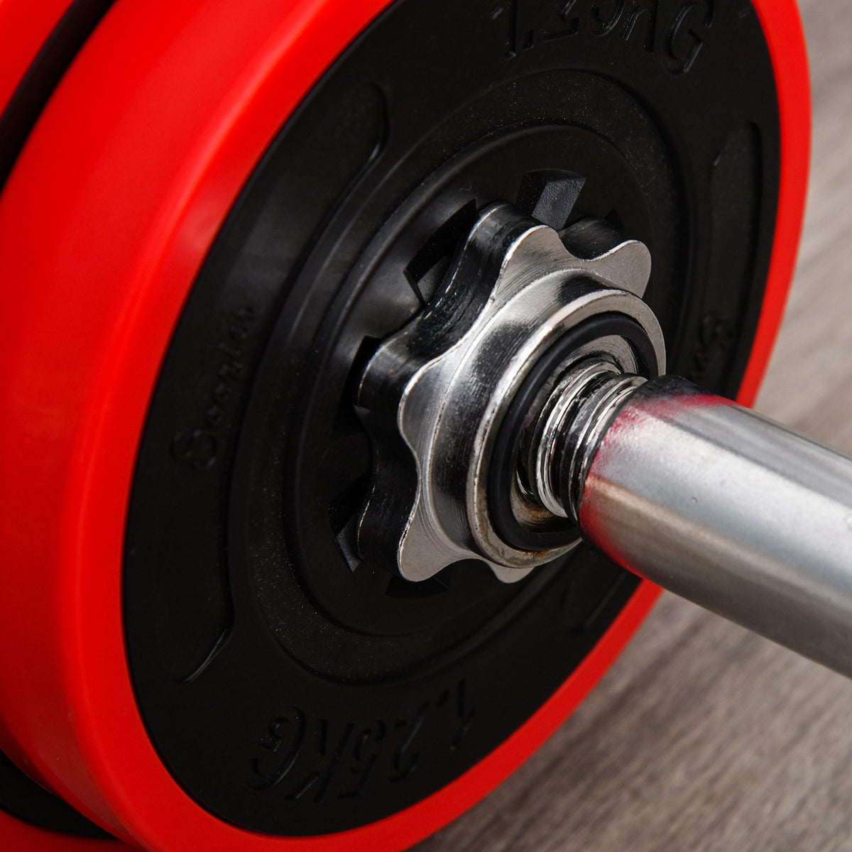 Dumbbell Set 20Kgs 2-In-1 Dumbbells & Barbells, Adjustable, Red+Black, 21.5X21.5X3.8Cm, For Home Fitness & Muscle Training