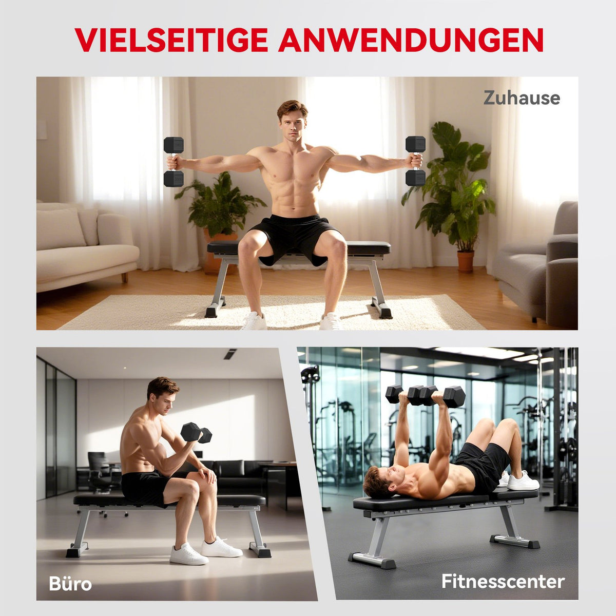 Dumbbells, Knurled Grip, Cast Iron, 2 x 20kg for Home Gym