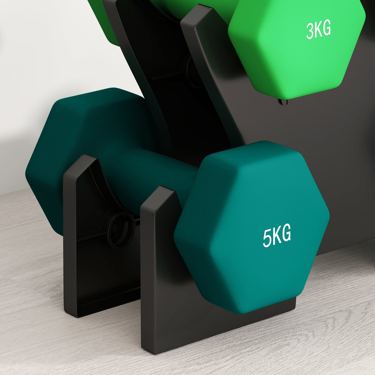 Dumbbell set 6 dumbbells with dumbbell stand, 2 x 1kg, 2 x 3kg, 2 x 5kg metal dumbbell set for fitness, gymnastics, home