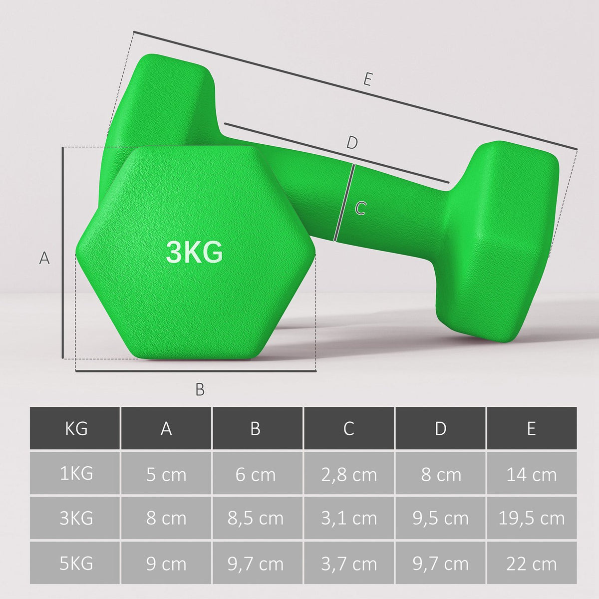 Dumbbell set 6 dumbbells with folding dumbbell stand, 2 x 1kg, 2 x 3kg, 2 x 5kg dumbbells, kettlebell for fitness, gymnastics, home