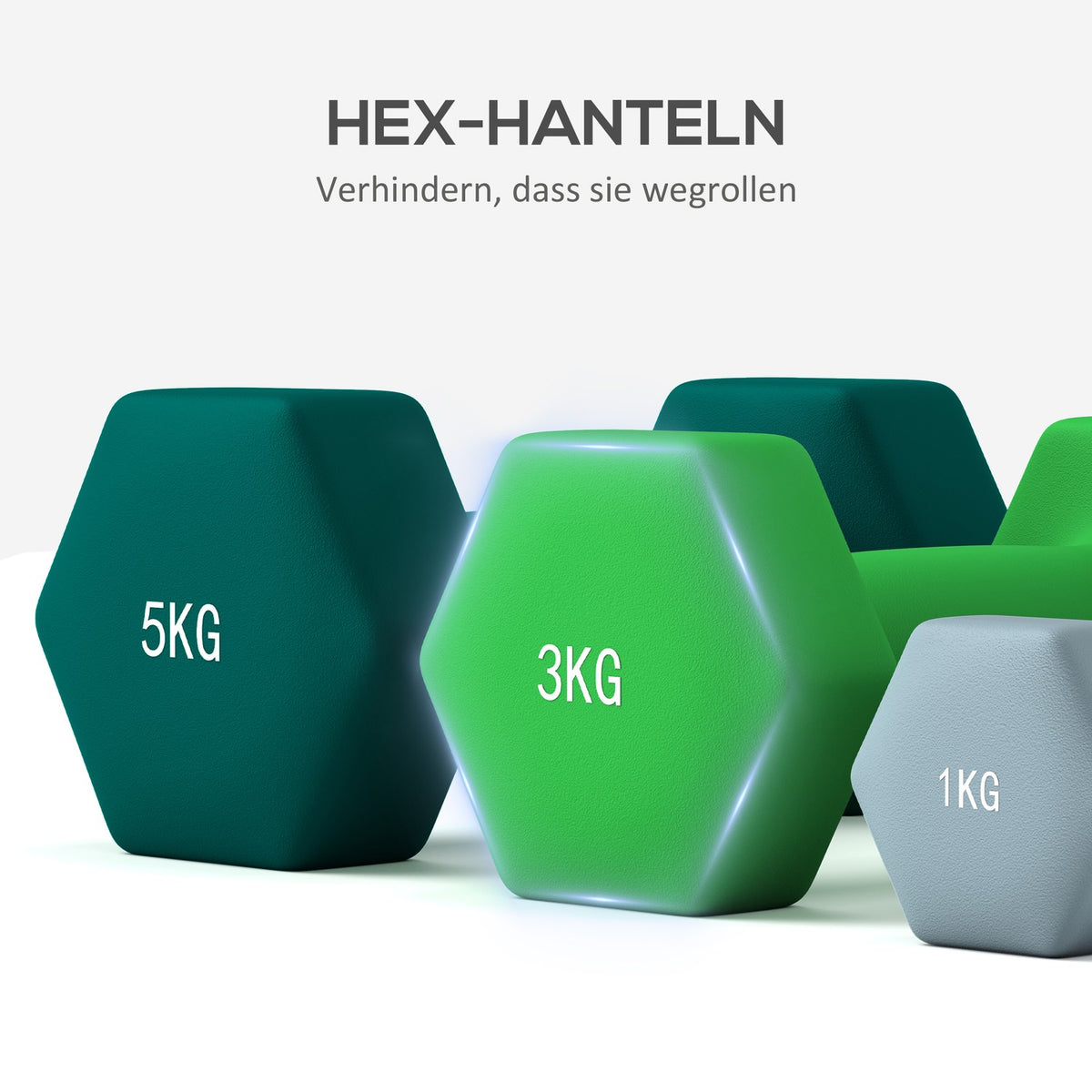 Dumbbell set 6 dumbbells with folding dumbbell stand, 2 x 1kg, 2 x 3kg, 2 x 5kg dumbbells, kettlebell for fitness, gymnastics, home