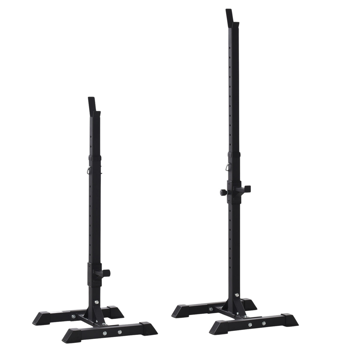 Dumbbell stand, set of 2, barbell rack, height-adjustable dumbbell rack, barbell with rubber foot caps, 105-160 cm, strength training, up to 150 kg, steel