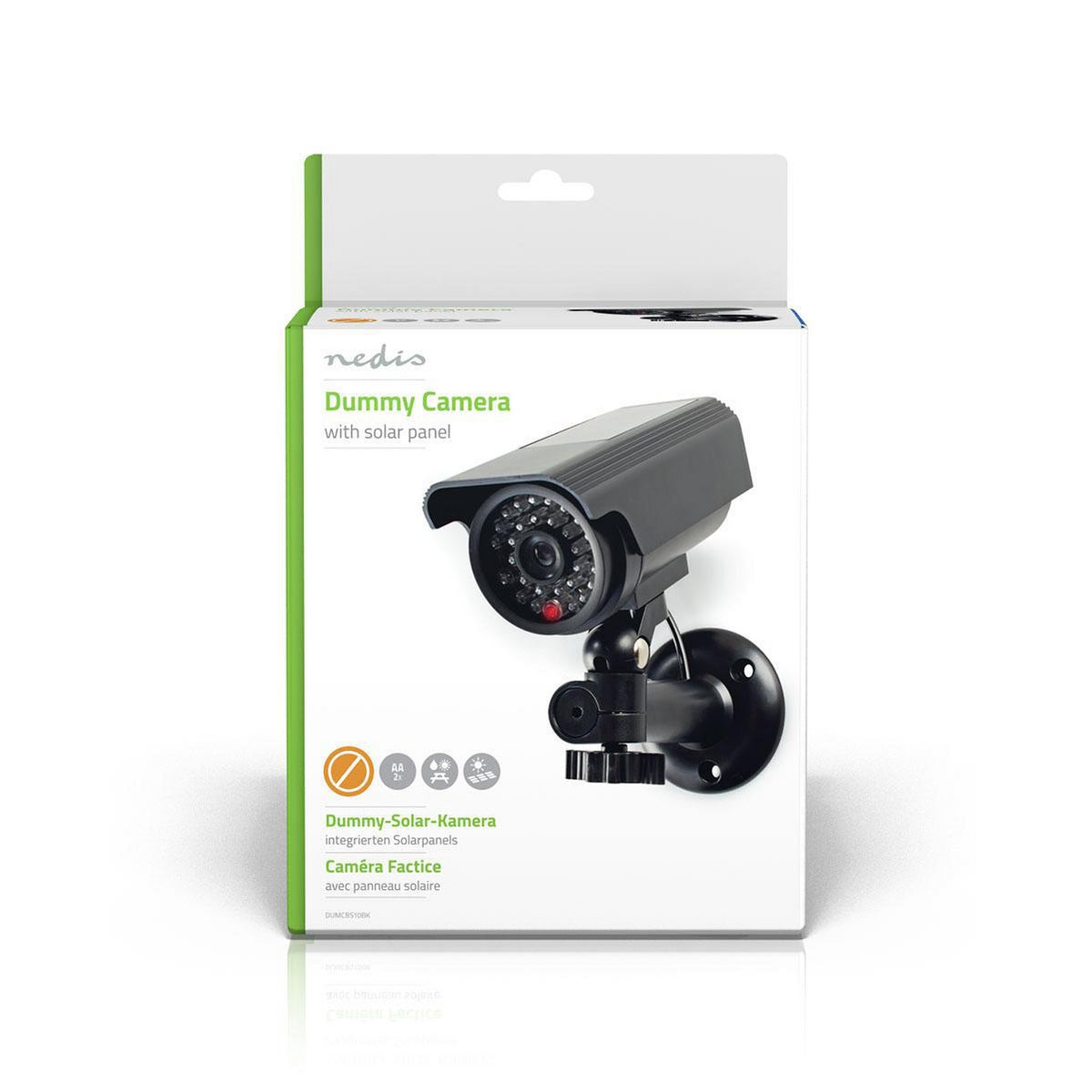 Dummy Security Camera | Bullet | IP44 | Battery Powered / Solar Powered | Outdoors | Including wall bracket | Black