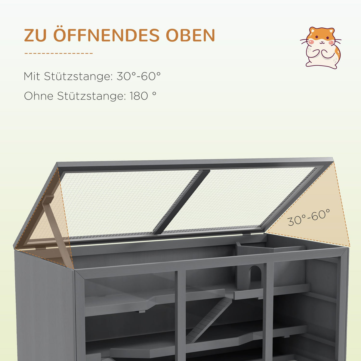 Dwarf Hamster Cage Rodent Cage Small Animal Hut Made of Wood Mouse Cage with Stairs Small Animal Cage Rodent Villa Three Levels Gray 115 x 57 x 55 cm |