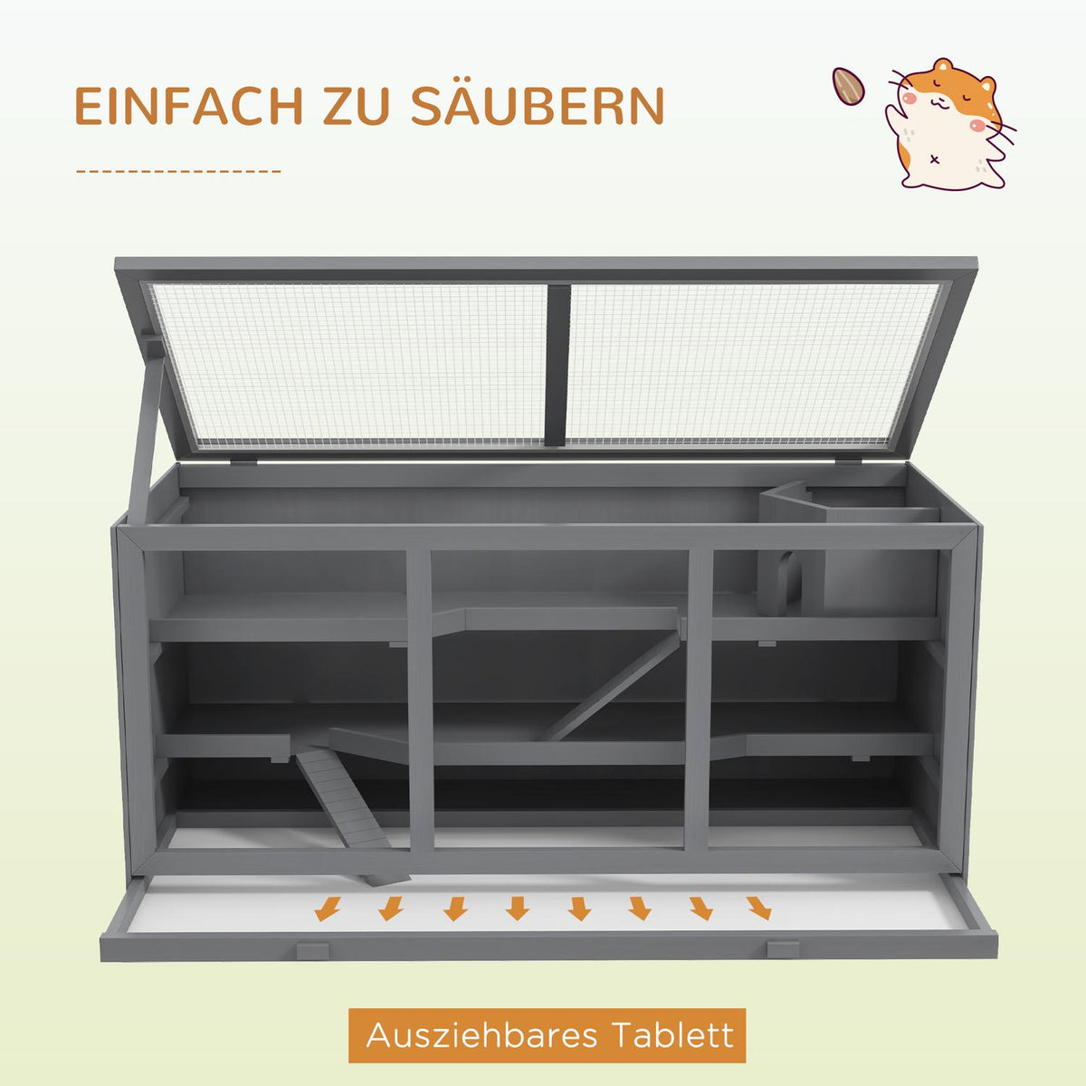 Dwarf Hamster Cage Rodent Cage Small Animal Hut Made of Wood Mouse Cage with Stairs Small Animal Cage Rodent Villa Three Levels Gray 115 x 57 x 55 cm |