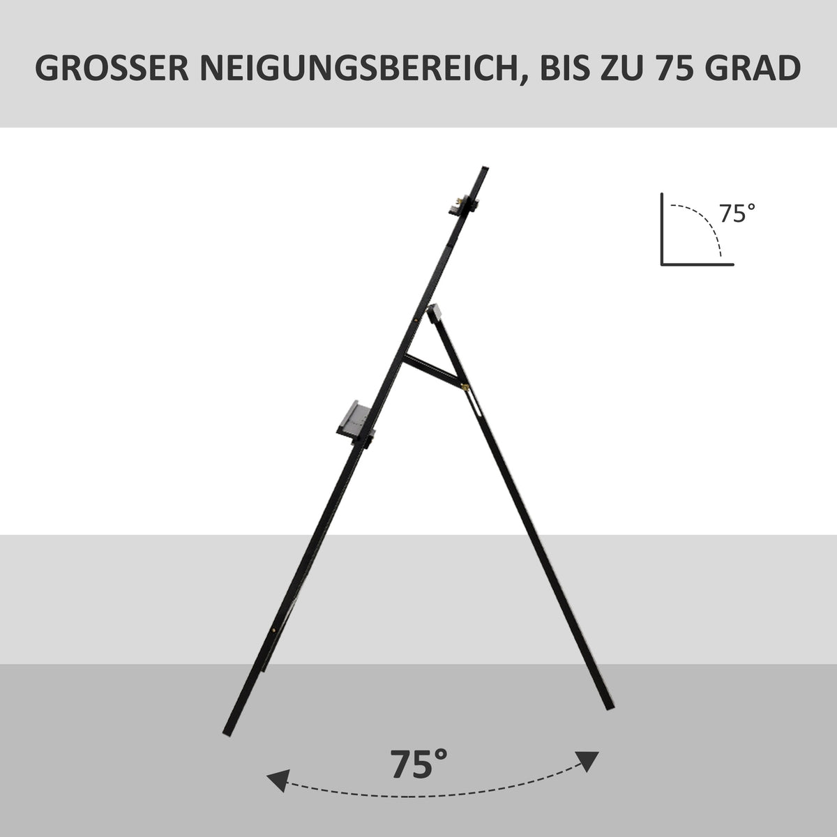 Easel Sitting And Standing Easel Made Of Pine Wood, 90° Adjustable, For Art Painting, Foldable