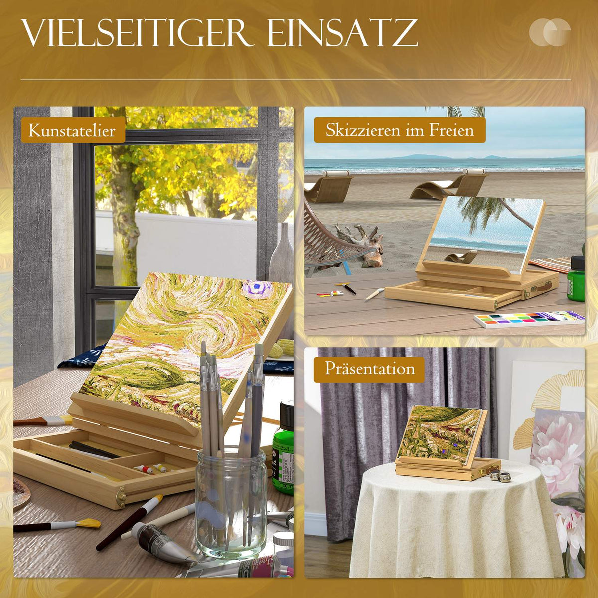 Easel Stretcher Frame Suitcase Easel Studio Easel Angle Adjustable Foldable With Drawer Natural Beech Wood