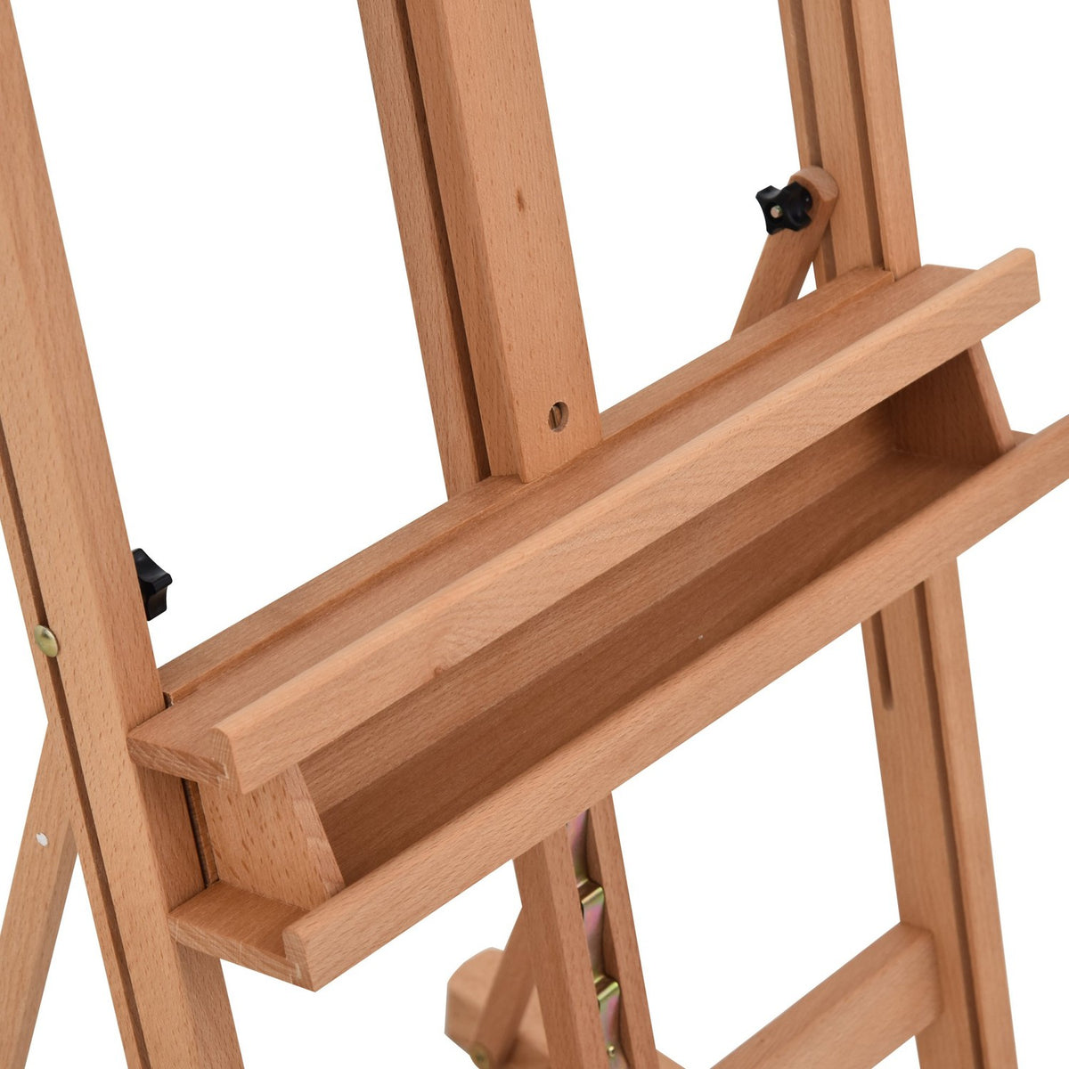 Easel Studio Easel Made Of Beech Wood, Height And Angle Adjustable, With Storage Compartment, Natural, 53X50.5X171-230Cm