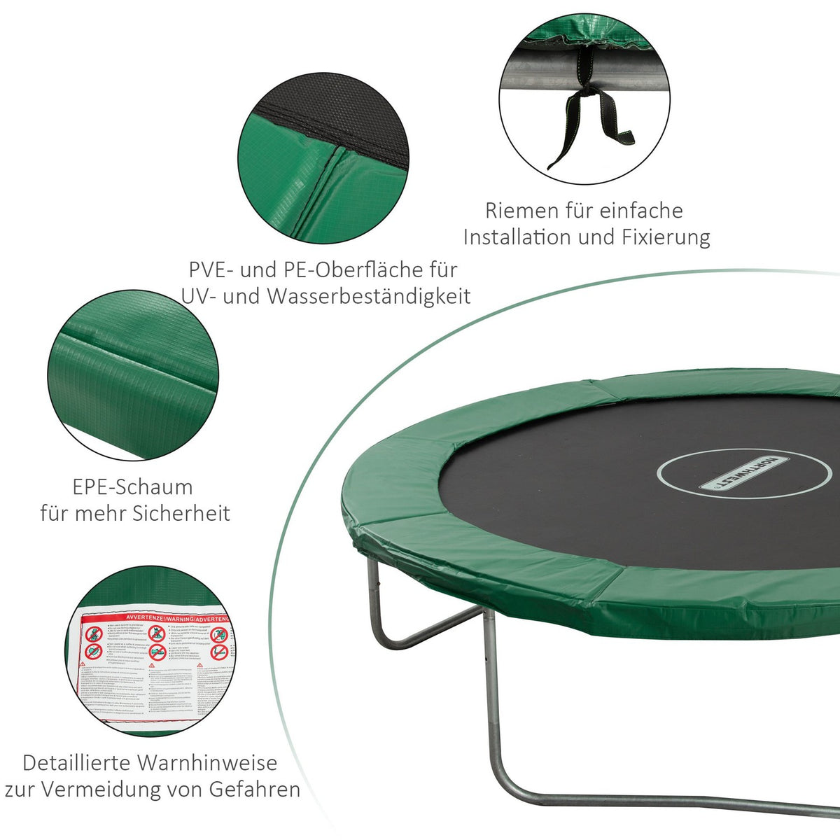 Edge Cover Trampoline Accessories, Ø 244 Cm, Weather-Resistant, Pvc Pe, Green