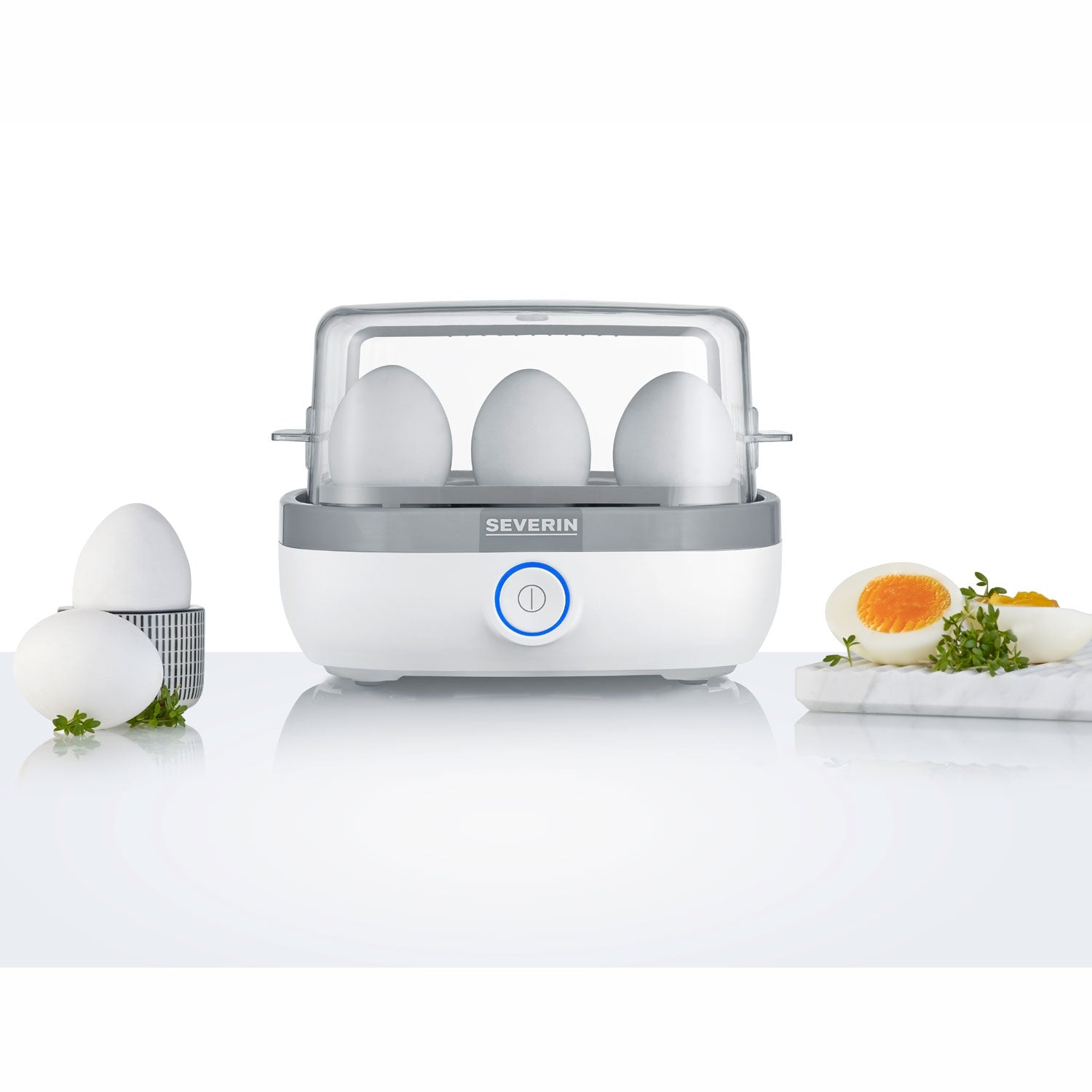 Egg cooker 6 eggs white LED & sound white EK3164
