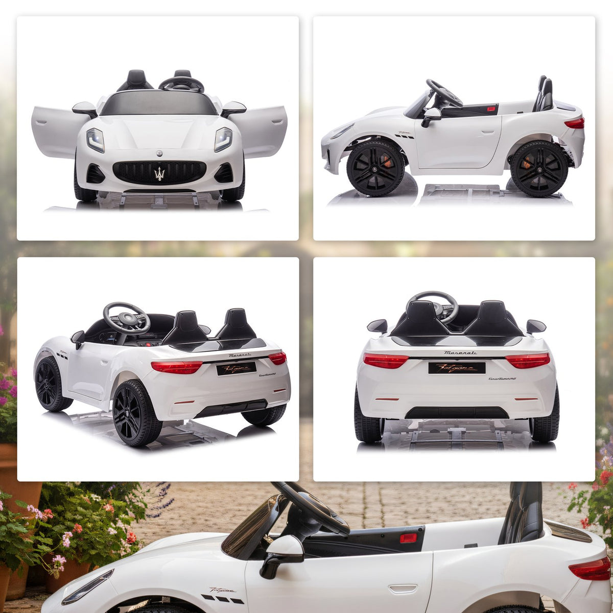 Electric Car for Kids, 2-Seater, 12V, Remote, LED, White