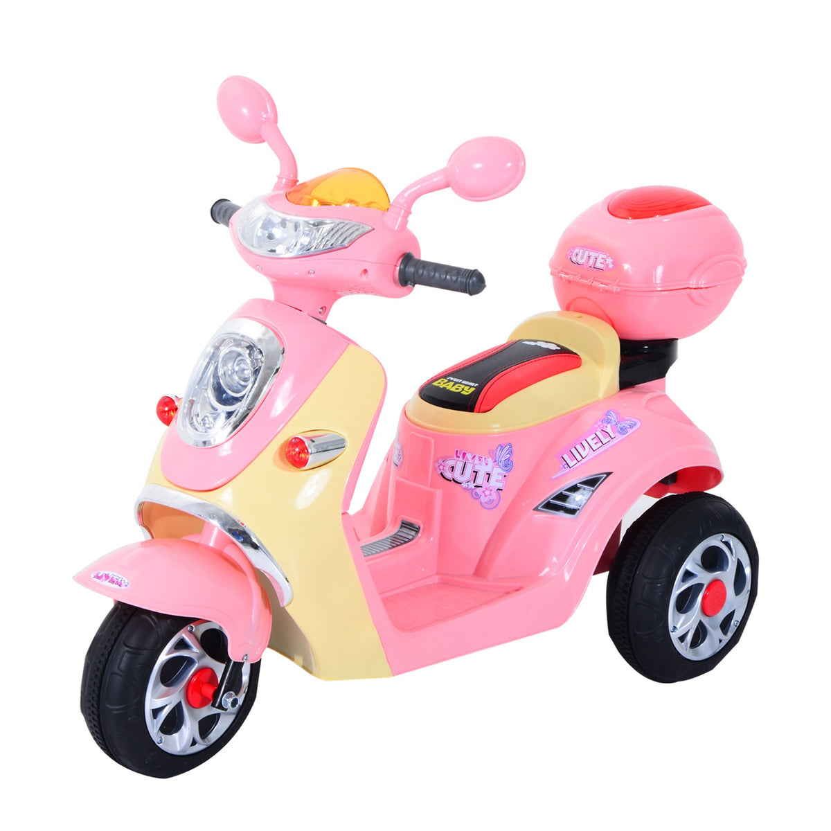Electric Children'S Motorcycle Electric Motorcycle Children'S Electric Car Children'S Vehicle Tricycle, 6V, Metal+Pp, 108X51X75Cm (Pink+Yellow)
