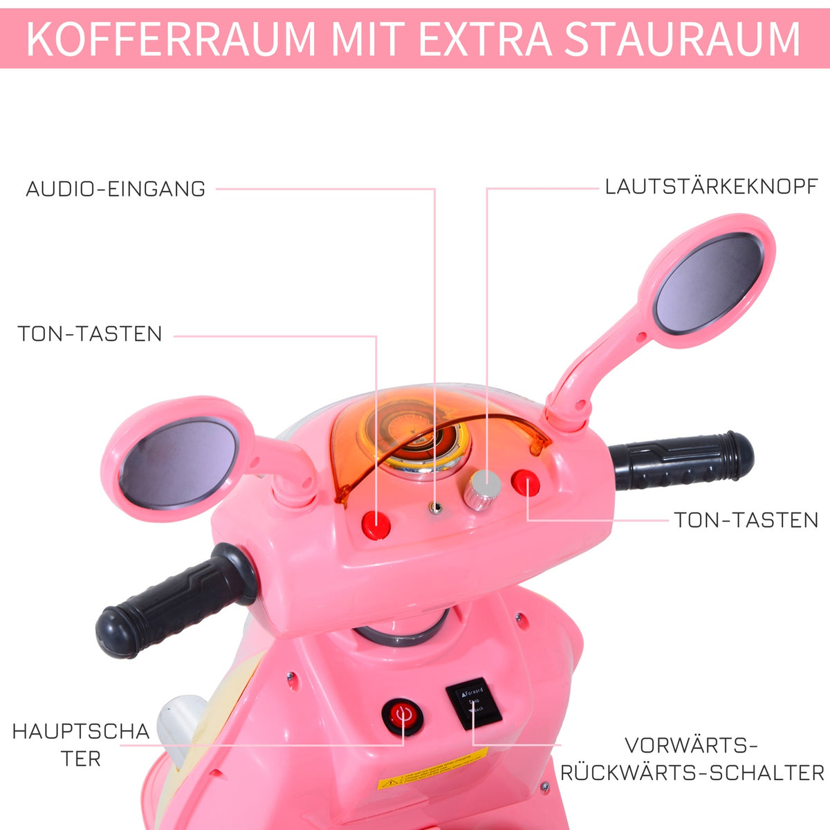 Electric Children'S Motorcycle Electric Motorcycle Children'S Electric Car Children'S Vehicle Tricycle, 6V, Metal+Pp, 108X51X75Cm (Pink+Yellow)