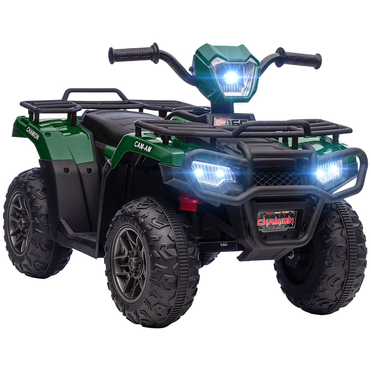 Electric Children'S Quad, Electric Quad With Led And Music, For Children Aged 3 And Over, Children'S Motorcycle, Black + Green, 88 X 45 X 50 Cm