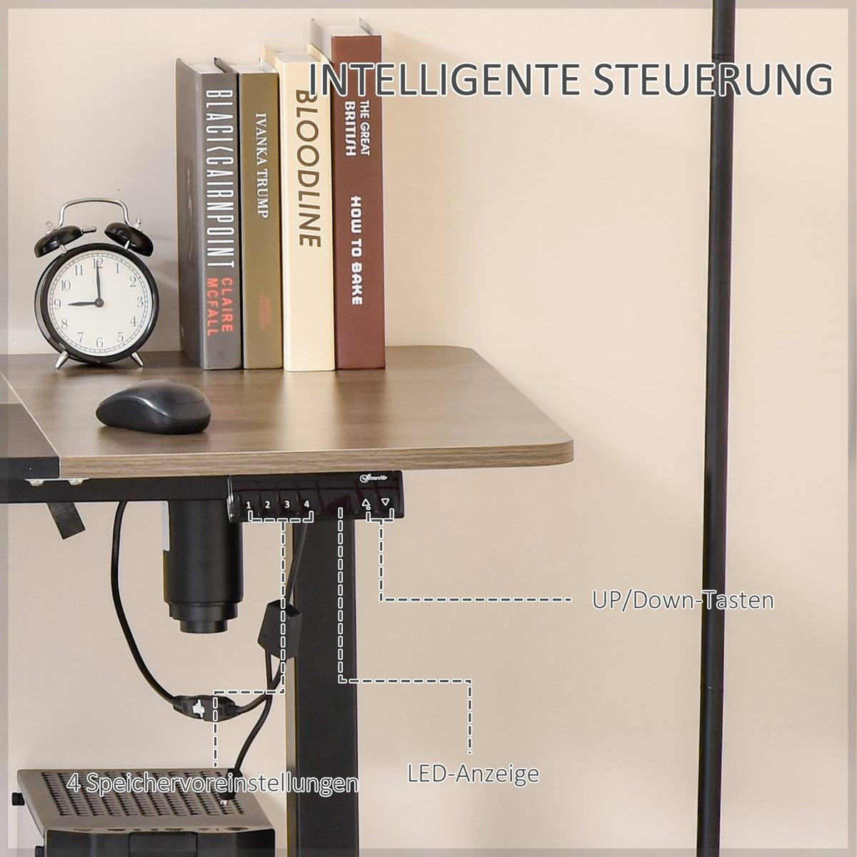 Electric Desk Table Frame With Motor, Computer Desk, Height Adjustable, Standing Desk, Natural + Black, 140X70X72-116Cm