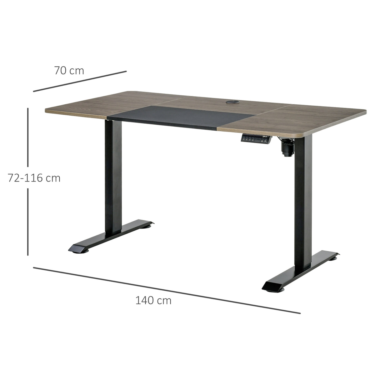 Electric Desk Table Frame With Motor, Computer Desk, Height Adjustable, Standing Desk, Natural + Black, 140X70X72-116Cm