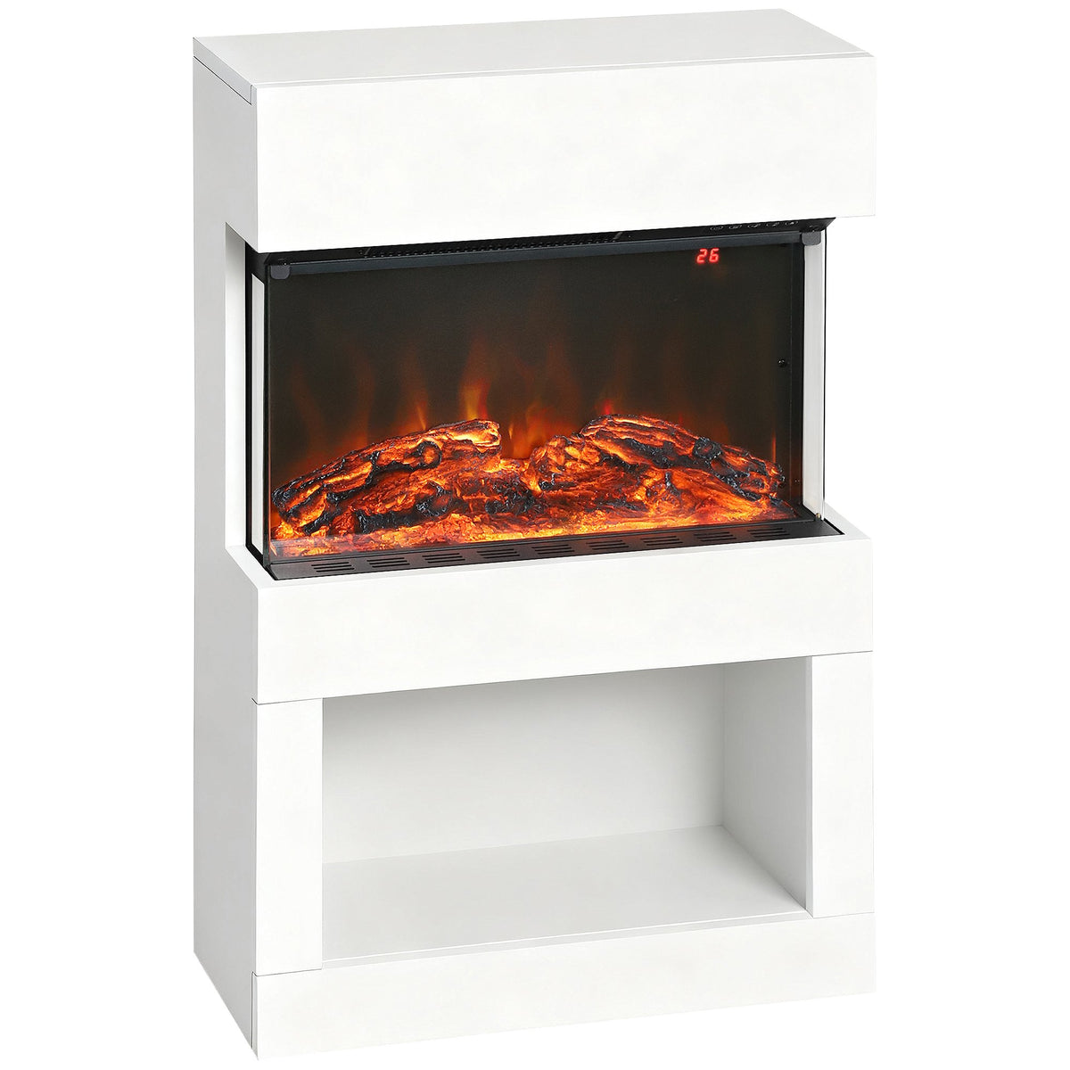 Electric Fireplace Heater, Adjustable Flames, 1000/2000W
