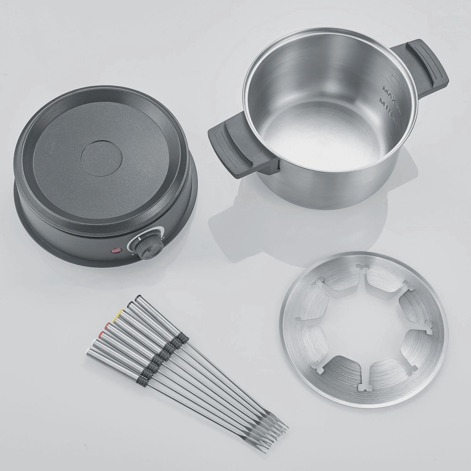 Electric Fondue Pot, Stainless Steel, 8 Forks, 1.4L Capacity