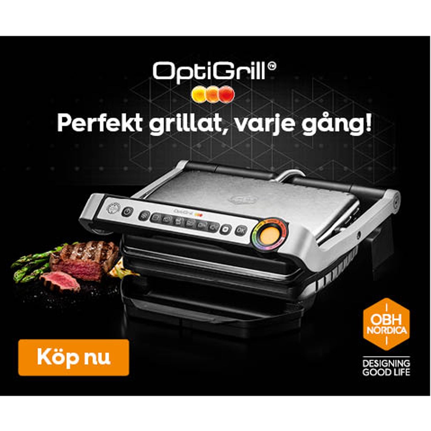 Electric Grill with Sensor, 9 Programs, Non-Stick Plates