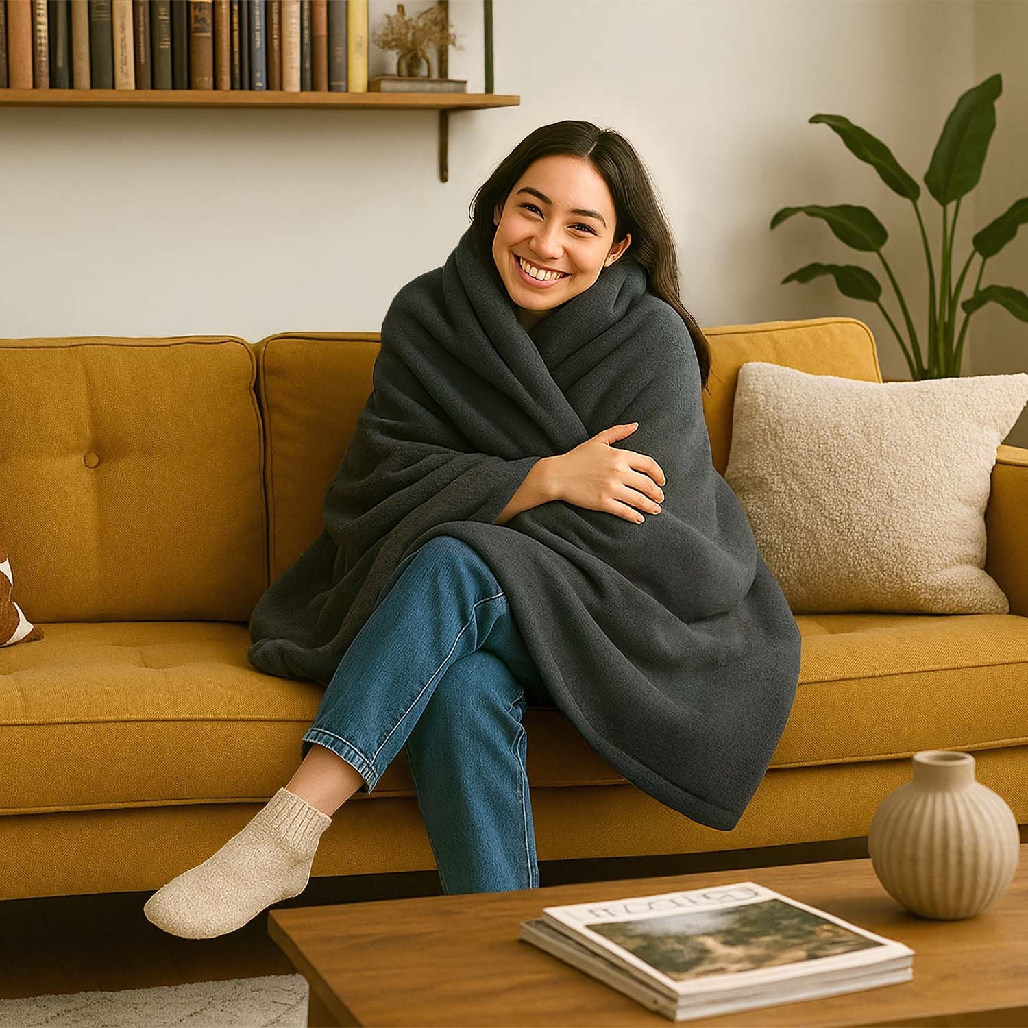Electric Heated Blanket, 160x120cm, Dark Grey