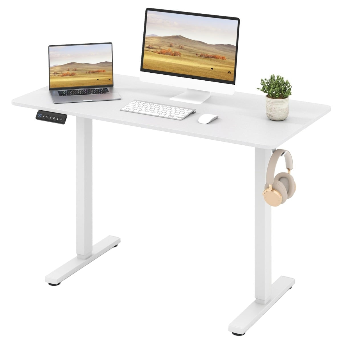 Electric Height Adjustable Desk, 120x60 cm, White