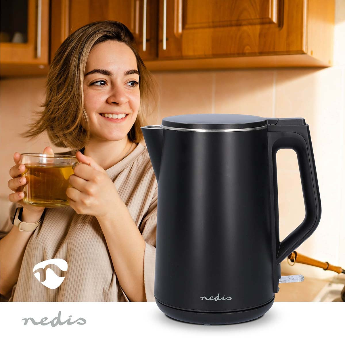 Electric Kettle | 1.5 l | Plastic | Black | Rotatable 360 degrees | Concealed heating element | Strix® controller | Boil-dry protection