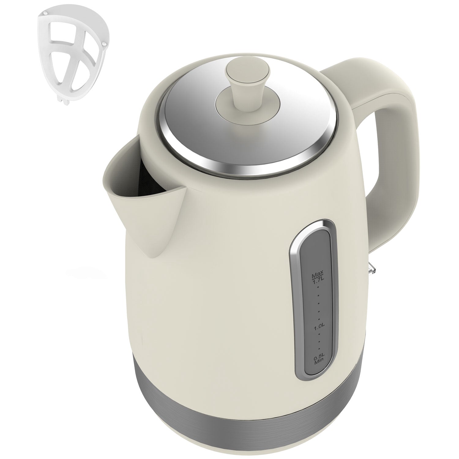 Electric Kettle, 1.7L 2200W, Cream & Chrome Design
