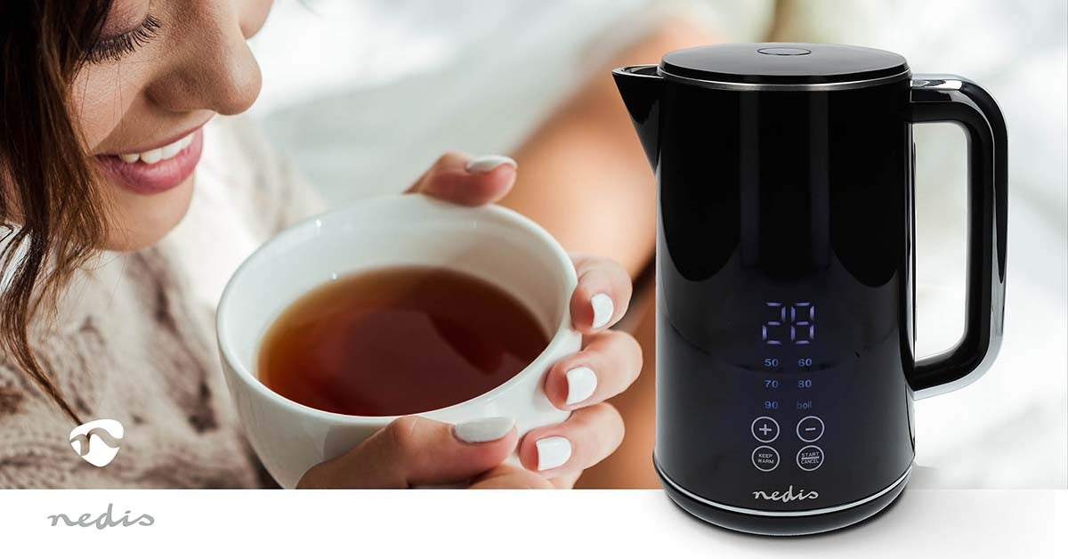 Electric Kettle | 1.7 l | Plastic | Black | 50,60,70,80,90,100 °C | Temperature indicator | Rotatable 360 degrees | Concealed heating element | Strix® controller | Boil-dry protection