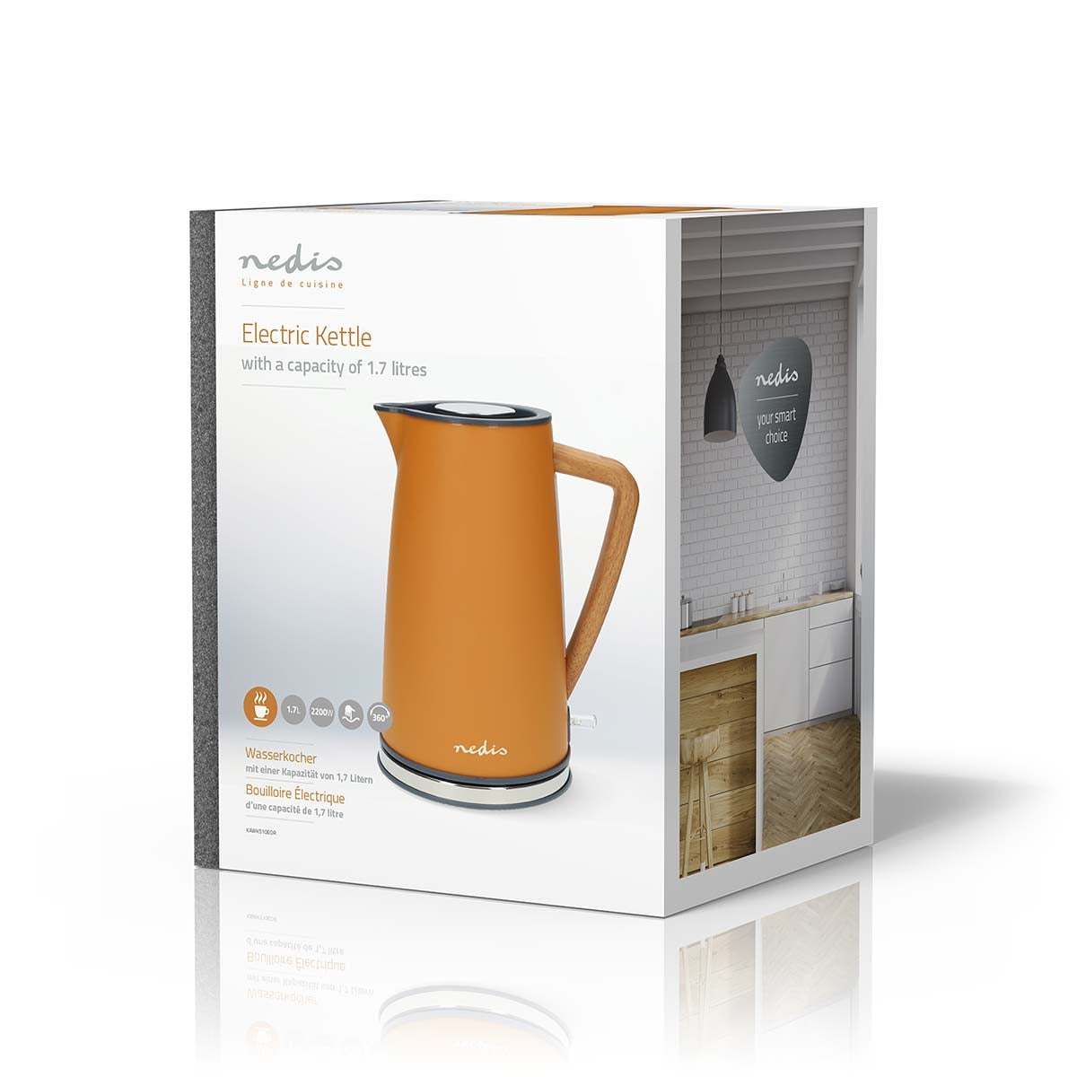 Electric Kettle | 1.7 l | Soft-Touch | Orange | Rotatable 360 degrees | Concealed heating element | Strix® controller | Boil-dry protection