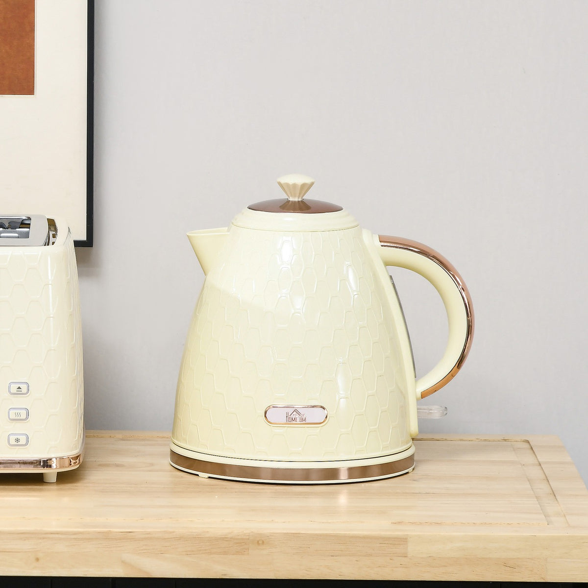 Electric Kettle, 2200W, Window, Filter, Beige