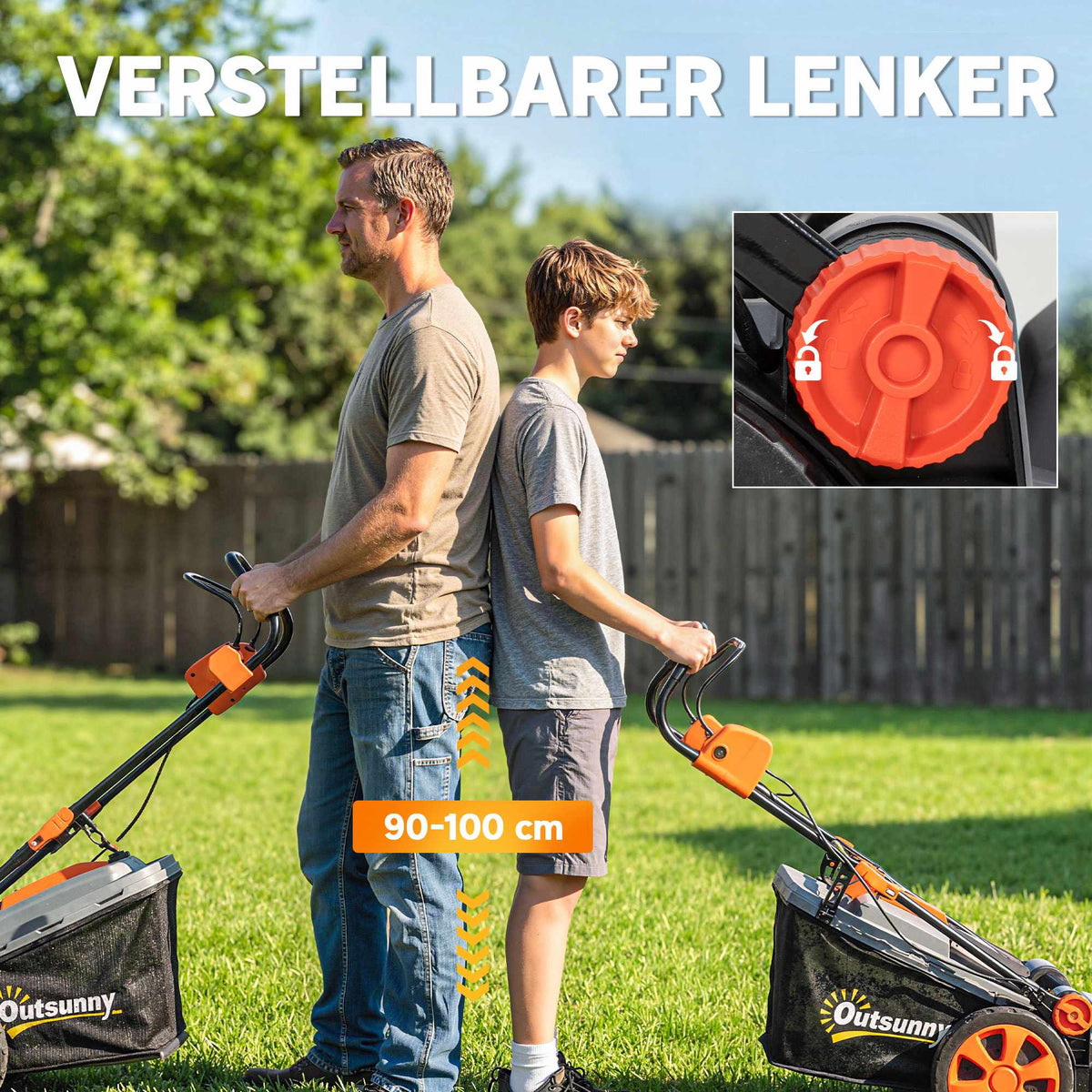 Electric Lawn Mower, 34cm Width, 1200W Motor