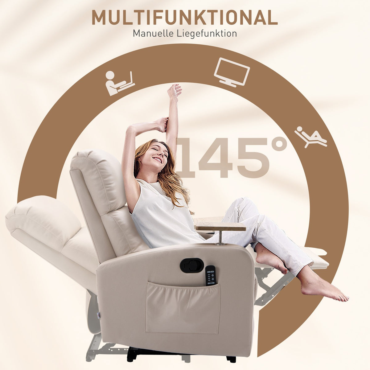 Electric Massage Chair, Relaxation Chair With Massage Function, Tv Chair With Reclining Function, Recliner, Microfiber, Light Gray