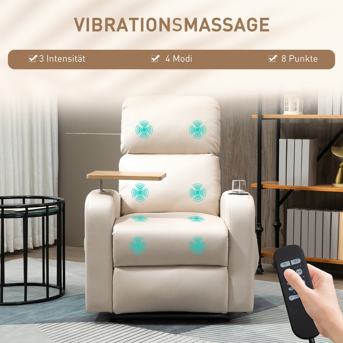 Electric Massage Chair, Relaxation Chair With Massage Function, Tv Chair With Reclining Function, Recliner, Microfiber, Light Gray