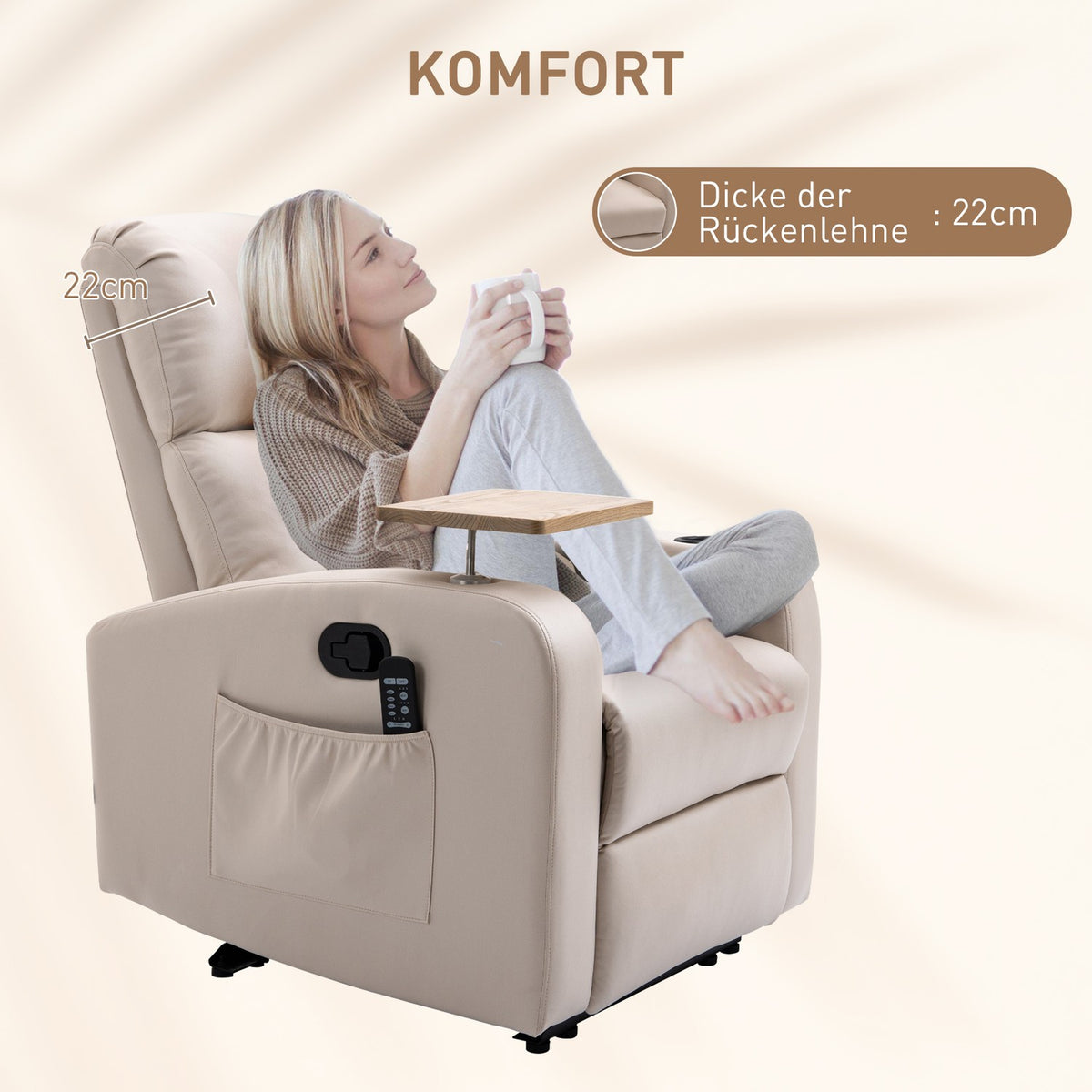 Electric Massage Chair, Relaxation Chair With Massage Function, Tv Chair With Reclining Function, Recliner, Microfiber, Light Gray