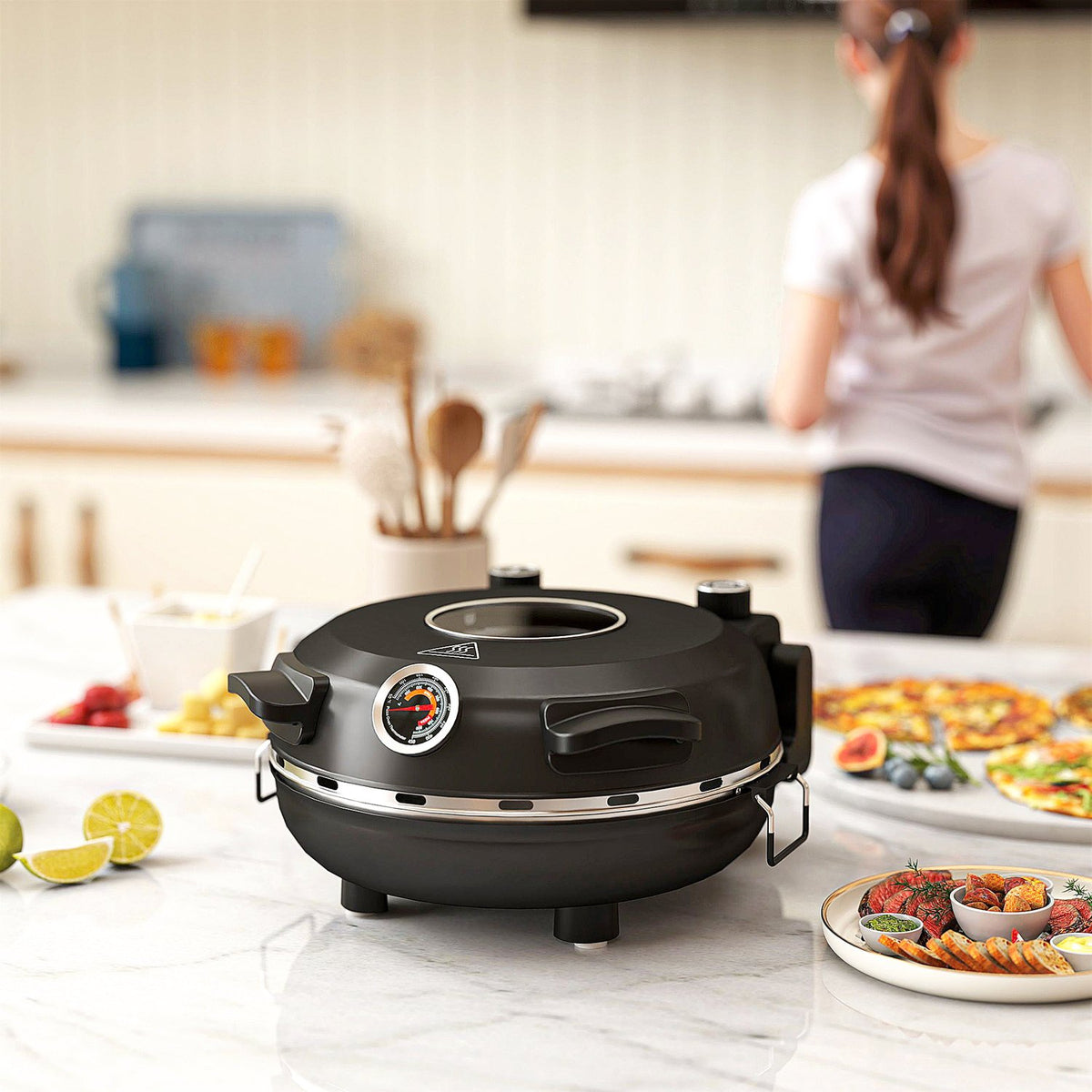 Electric Pizza Oven, 430℃, 1200W, 30cm Stone, Timer