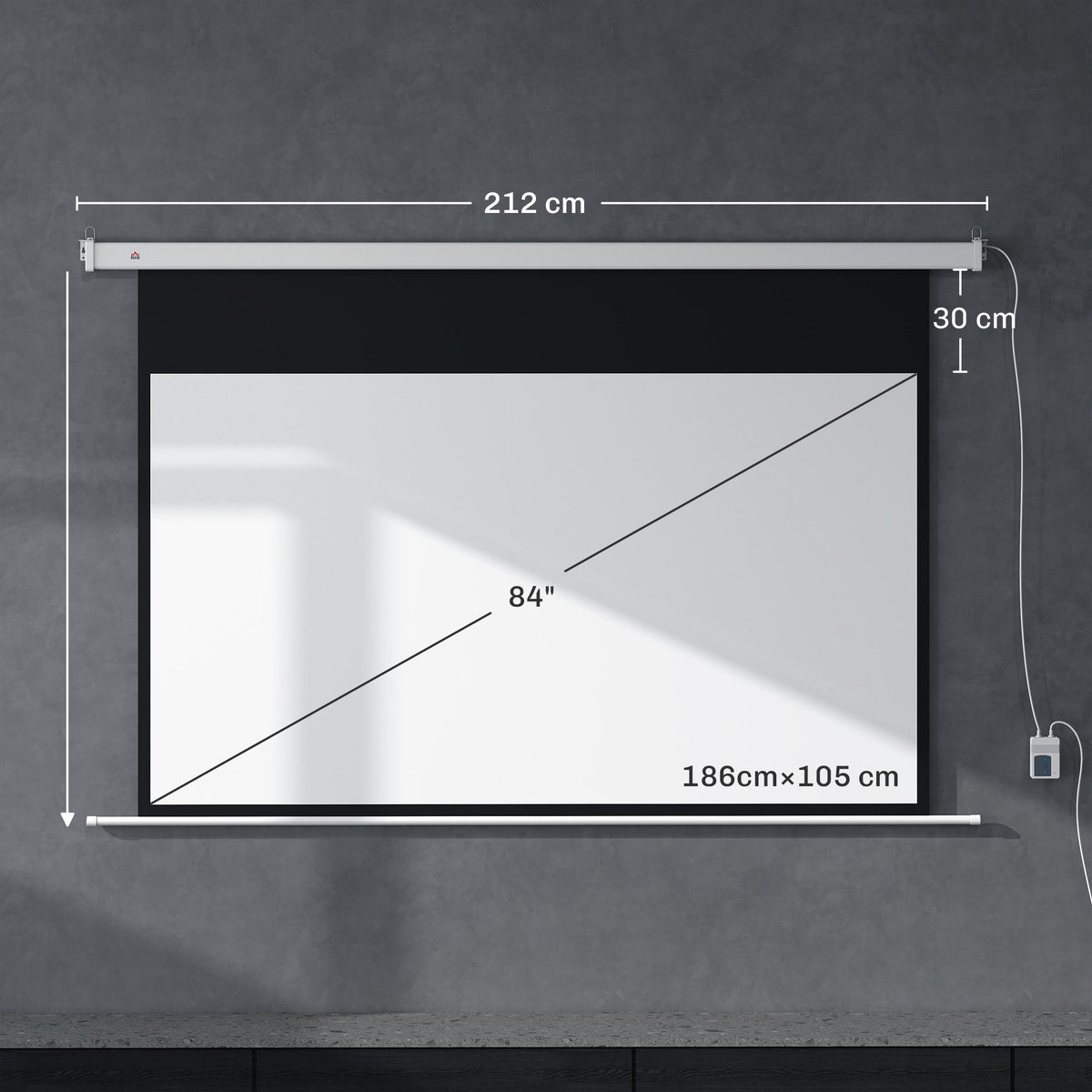 Electric Projector Screen 120 Inch 16:9, Remote, White