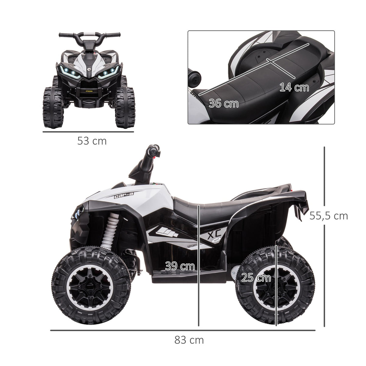 Electric Quad 12V Children'S Quad With Usb Port, Children'S Motorcycle With Mp3 Music Player, Headlight, For Children 3-5 Years, 1.5-3 Km/H