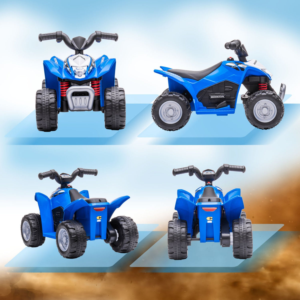 Electric Quad Miniquad Children's Electric ATV Children's Quad with LED and Horn Children's Motorcycle Children's Vehicle Electric Car for Children from 18 Months Metal Blue 65.5 x 38.5 x 43.5 cm