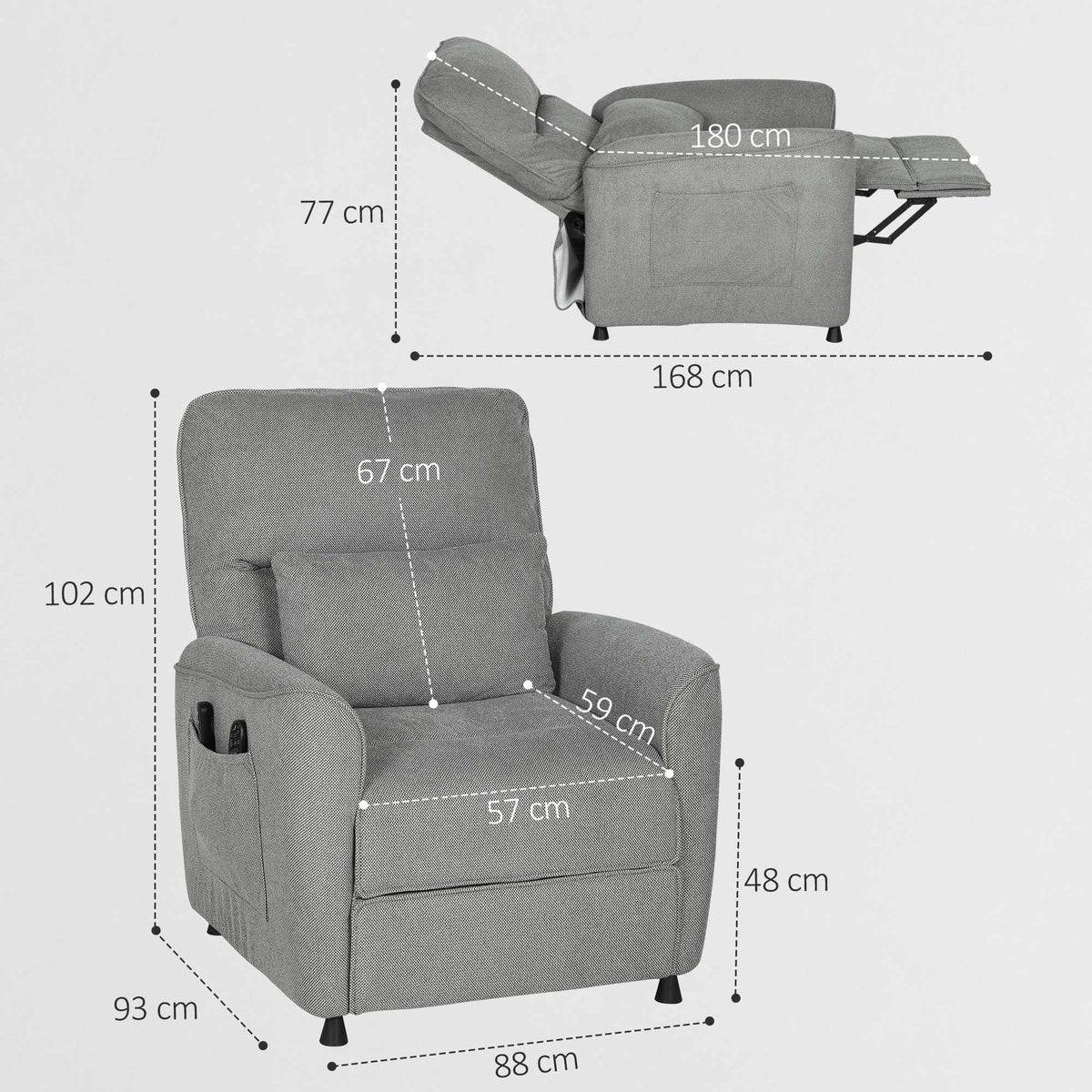Electric Recliner Chair with Massage and Heat, Dark Grey