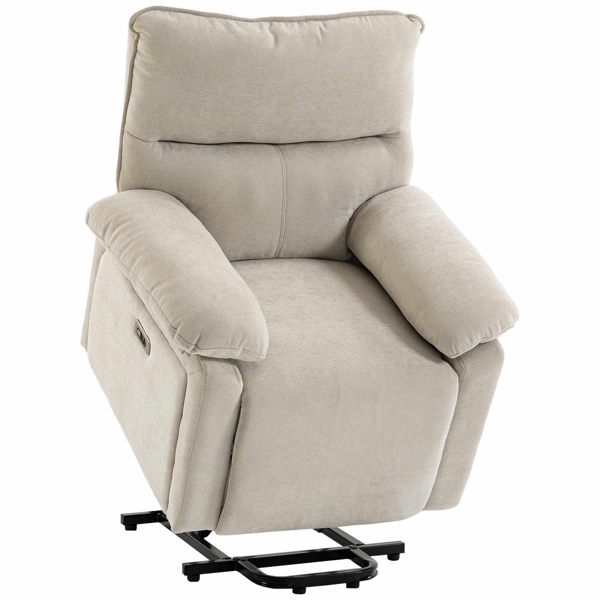 Electric Recliner with Massage & Heat, Cream Chenille Fabric