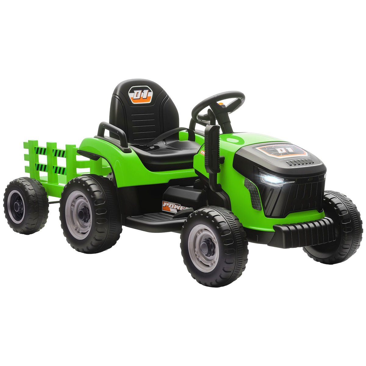 Electric Ride-On Tractor with Remote, Ages 3-8, Green