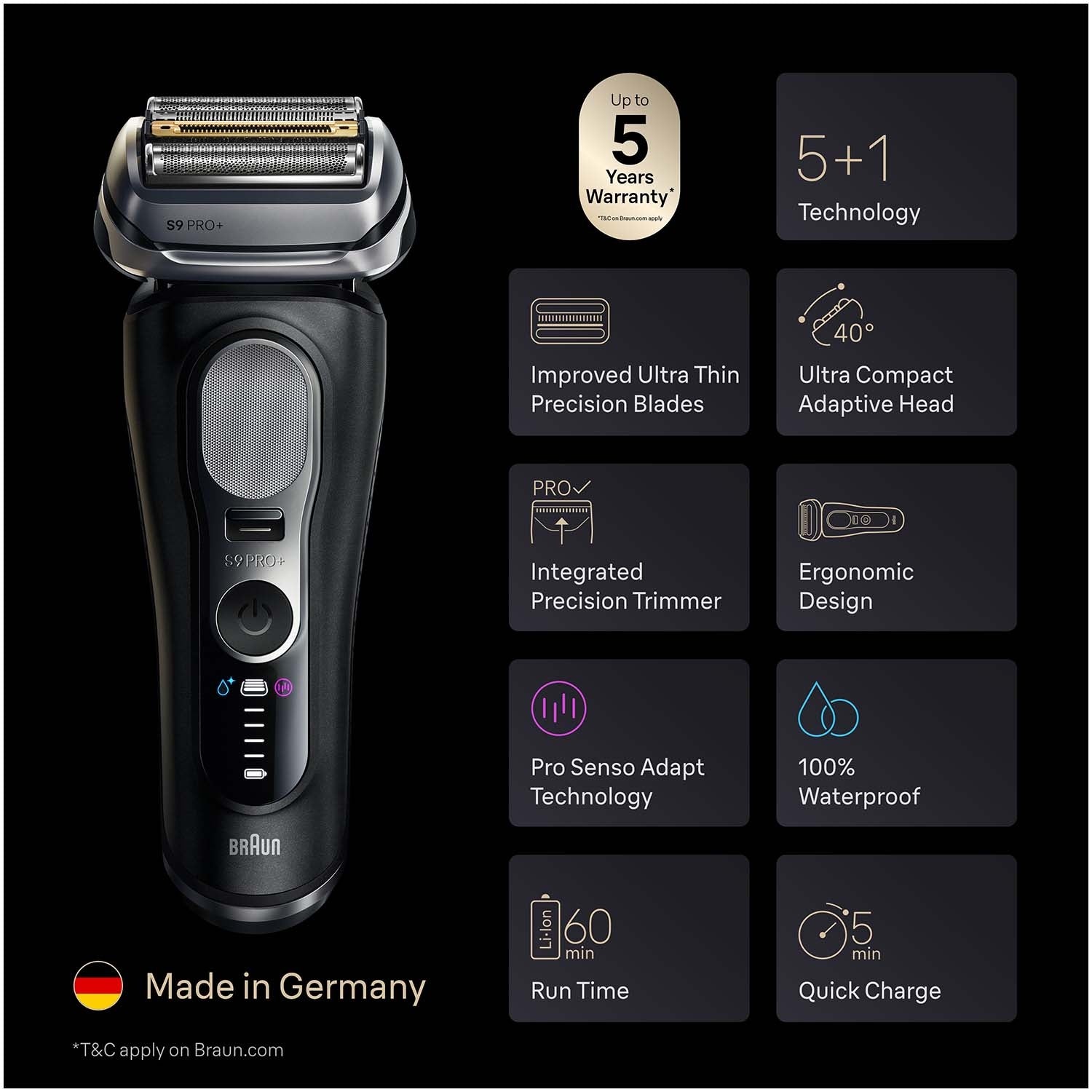 Electric Shaver Series 9 PRO+ Wet & Dry, Rechargeable
