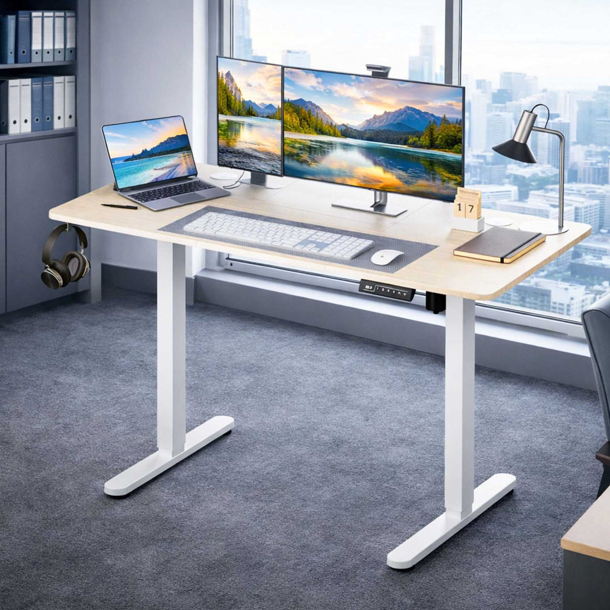 Electric Sit-Stand Desk – Wood-Effect Top, Memory Presets