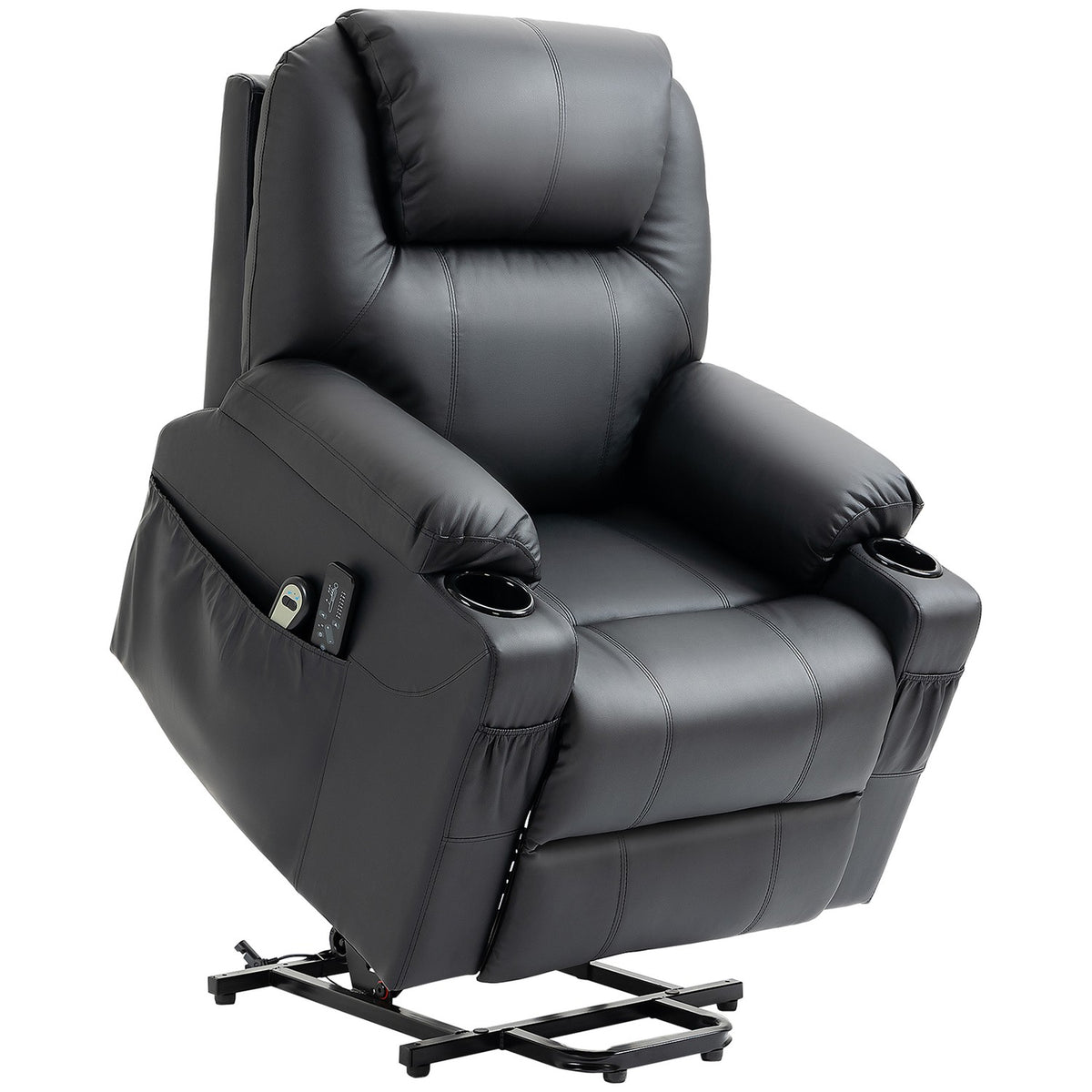 Electric Stand-Up Chair, Massage Chair With Stand-Up Aid, Relaxation Chair With Reclining Function, Tv Chair With Remote Control, Side Pockets, Pu