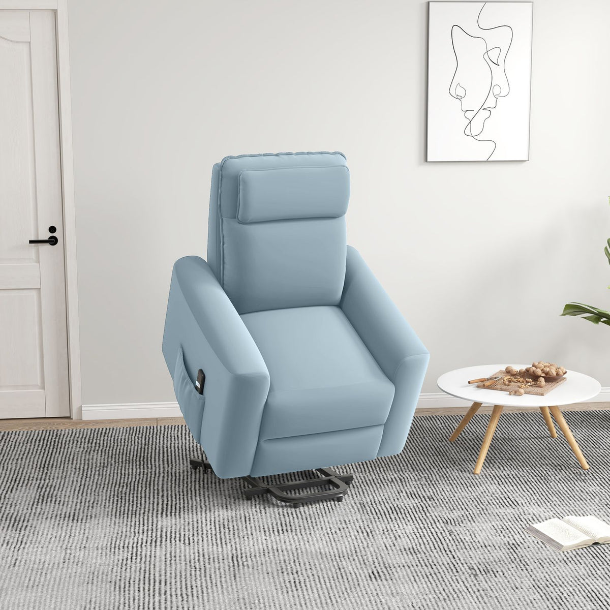 Electric Stand-Up Chair, Relaxation Chair With Stand-Up Aid, Tv Chair With Reclining Function, Remote Control, Padded, Side Pocket, Velvet
