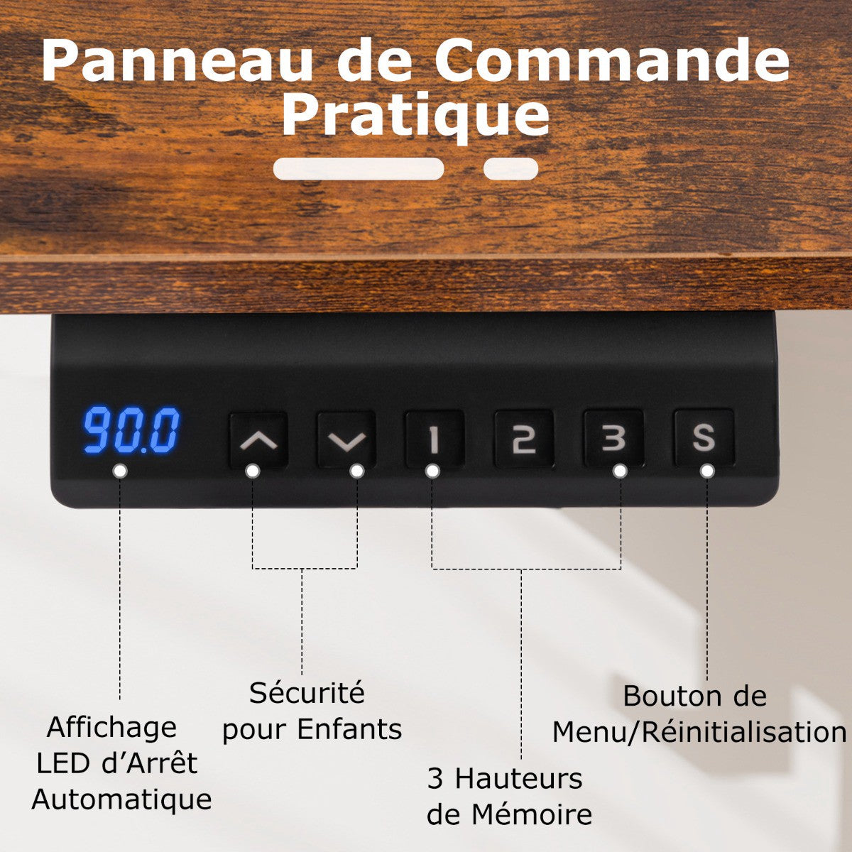 Electric Standing Desk 120x60 cm, 73–122 cm Height Adjustable