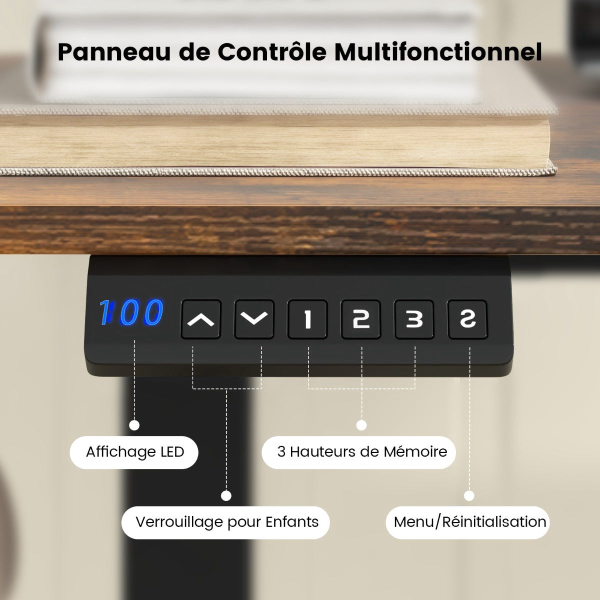 Electric Standing Desk 140 x 60 cm, Memory Presets
