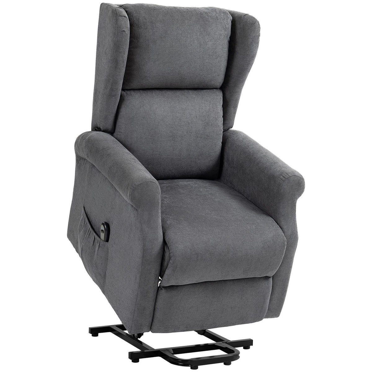 Electric TV armchair with stand-up aid, relaxation armchair with reclining function, linen look, TV armchair with side pocket, remote control