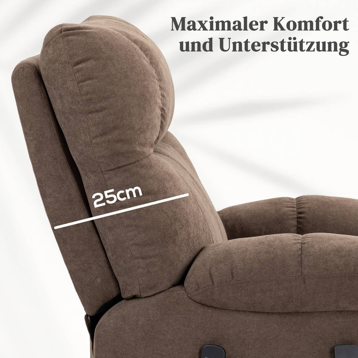 Electric TV chair with stand-up aid, relaxation chair with reclining function, heat and massage function, TV chair with spring system